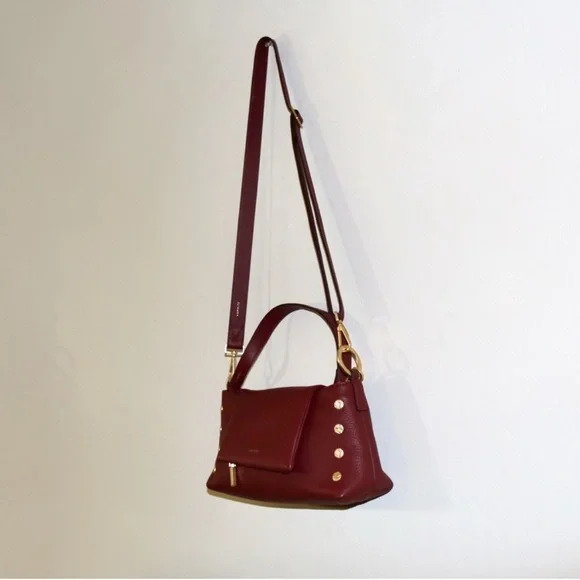 Hammitt Brushed Gold Pebble Leather VIP Satchel in Pomodoro Red - Picture 6 of 15